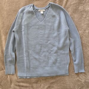 Athleta Wool WoMen's Light Blue V-Neck Sweater